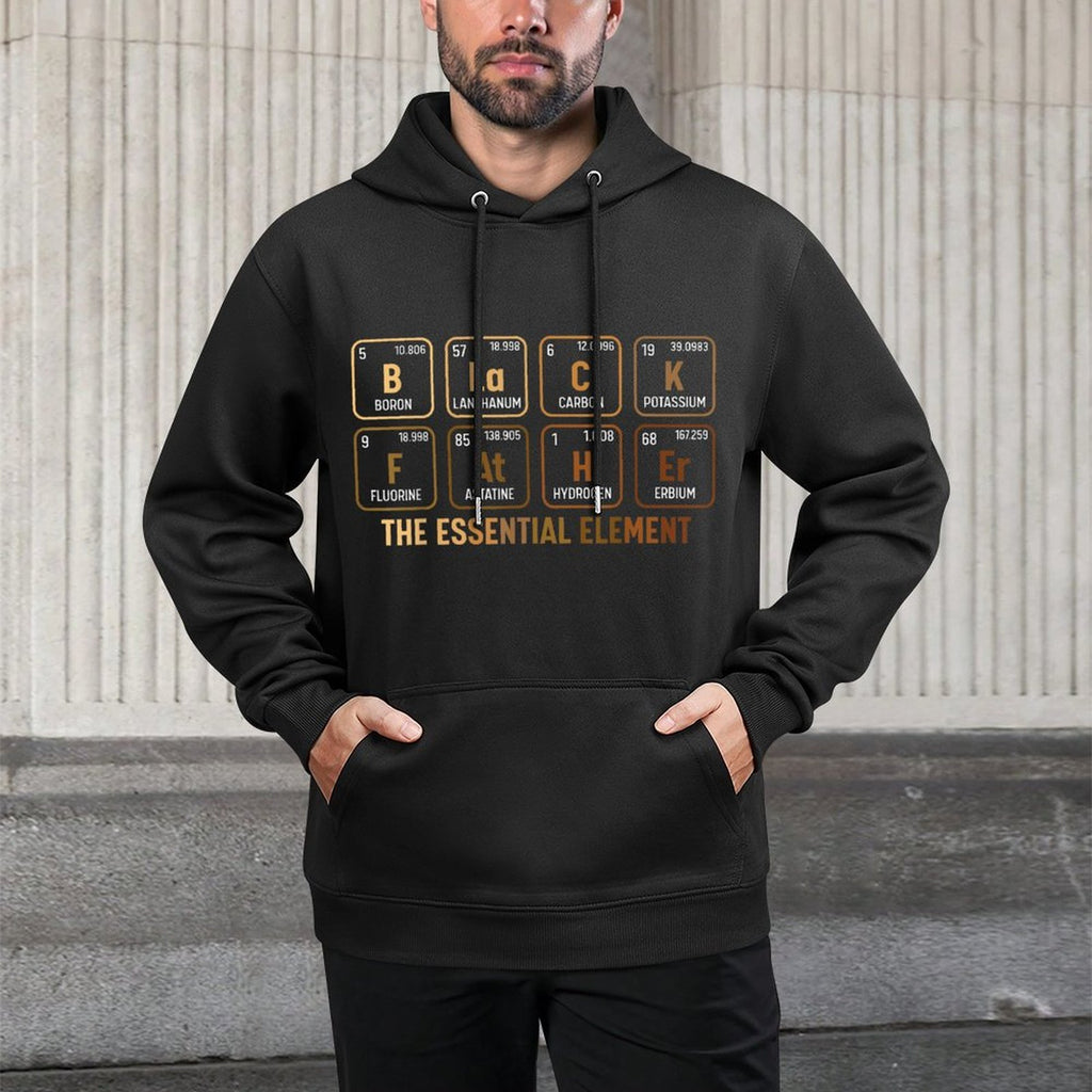 Mens Black Fathers Day Black Dad Black Father Essential Element Relaxed Fit Hoodie