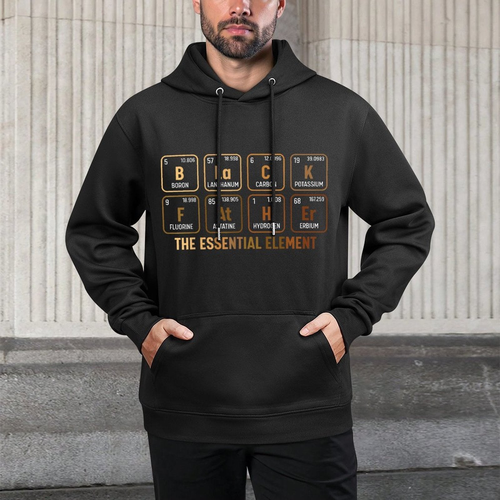 Mens Black Fathers Day Black Dad Black Father Essential Element Relaxed Fit Hoodie