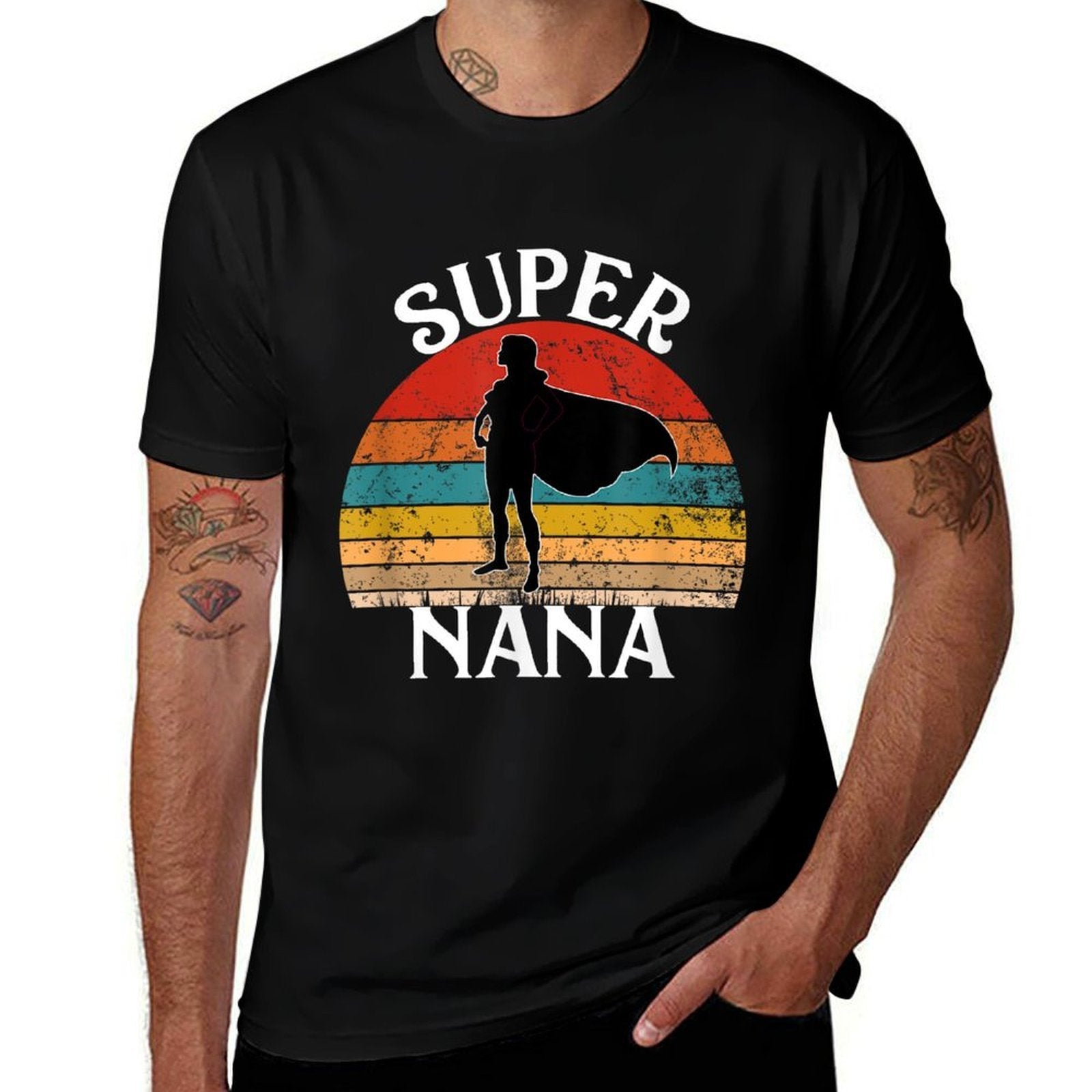 Super Nana Grandma Funny Vintage Woman Hero  Summer-ready Fabric T-Shirt