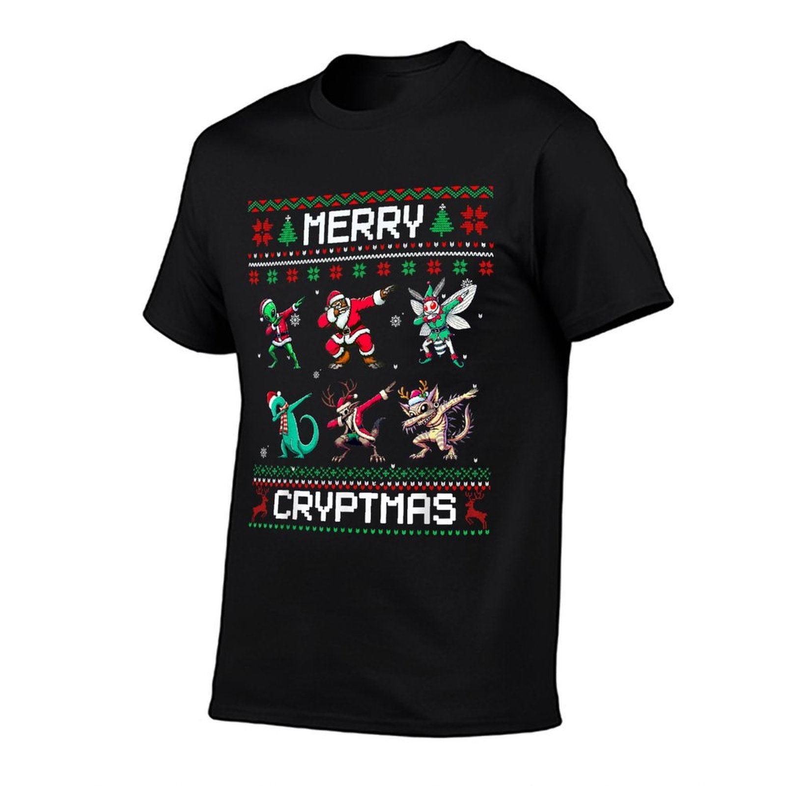 Merry Cryptmas Dabbing Cryptid Ugly Christmas Sweater  Breathable T-Shirt