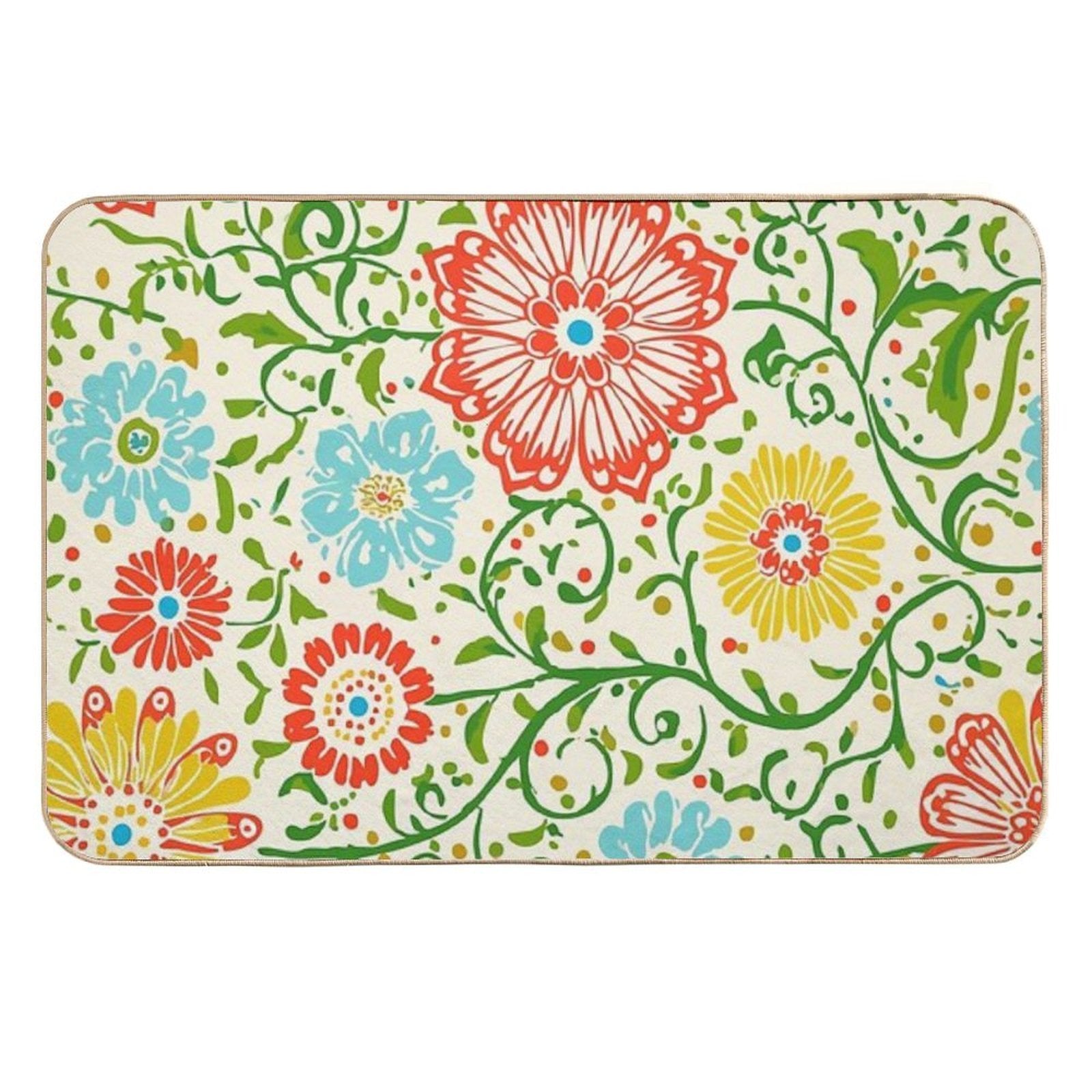 Colorful Flowers Vintage Style  Fade-Resistant Bath Mat