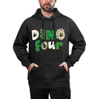 Dino Four Birthday Dinosaur 4th Birthday Matching Family Adjustable Hood Hoodie