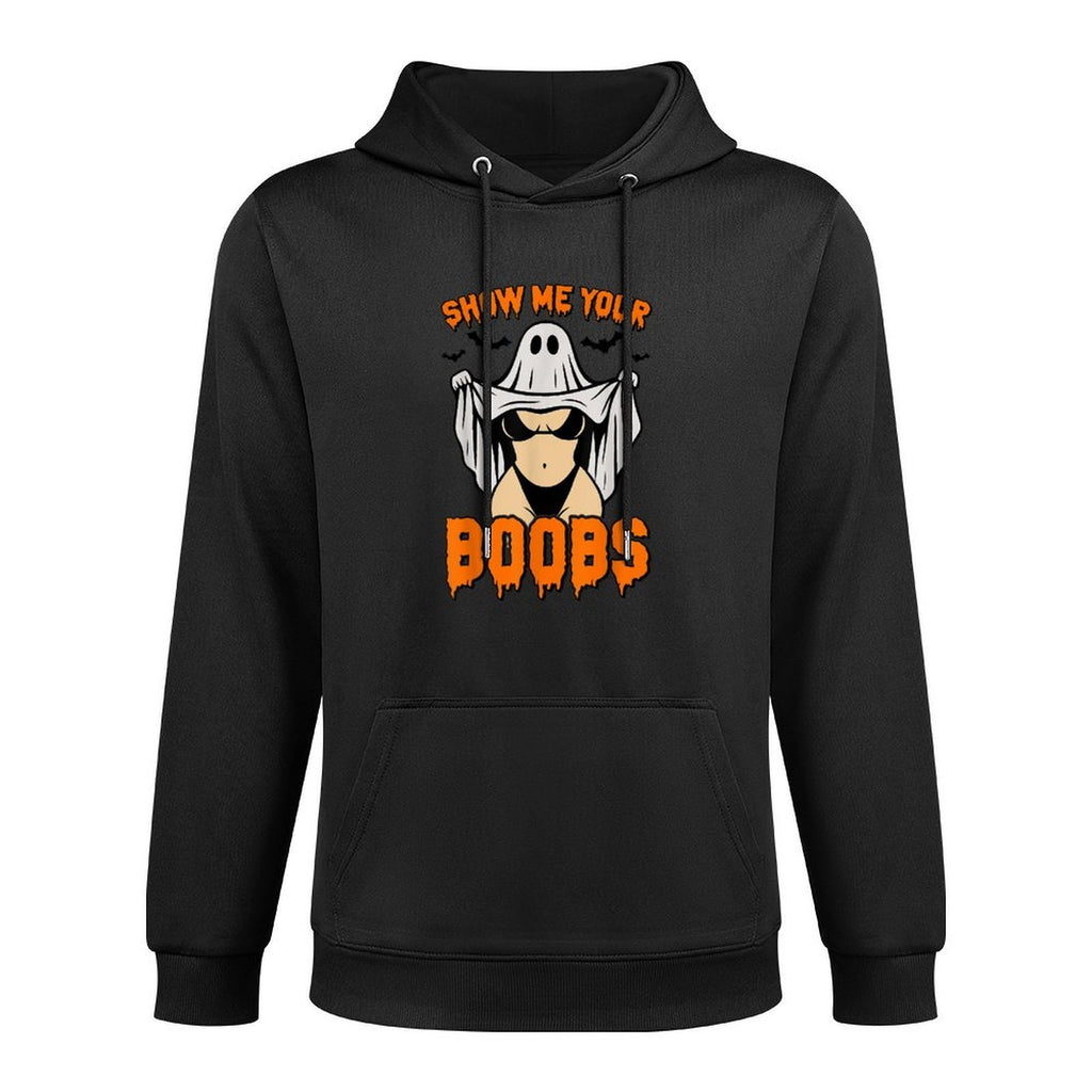 Show Me Your Boobs Funny Ghost Spooky Halloween Adult Humor Adjustable Hood Hoodie
