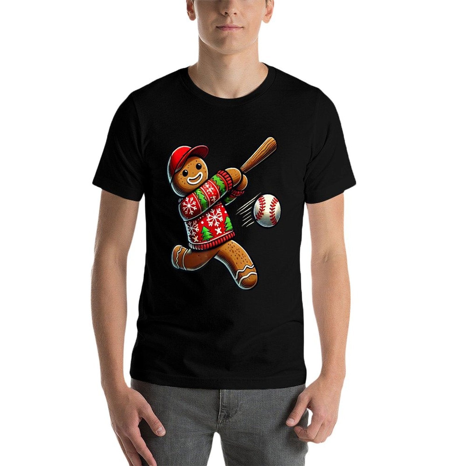 Baseball Christmas Gingerbread Man Baseball Ugly Christmas  Versatile T-Shirt