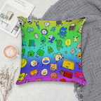 BFDI All Characters (Rainbow) Soft Washable Throw Pillow