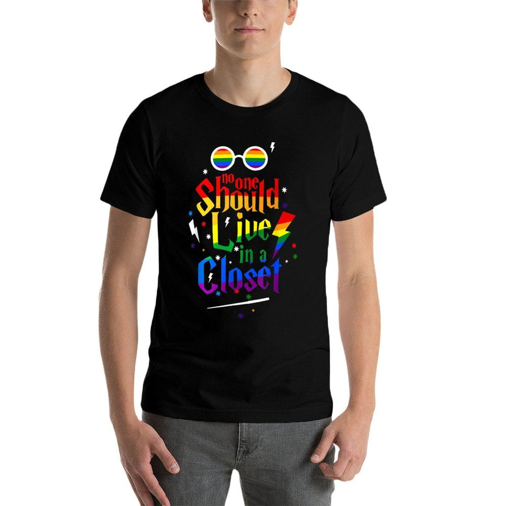 No One Should Live In A Closet LGBT Gay Pride  Summer-ready Fabric T-Shirt