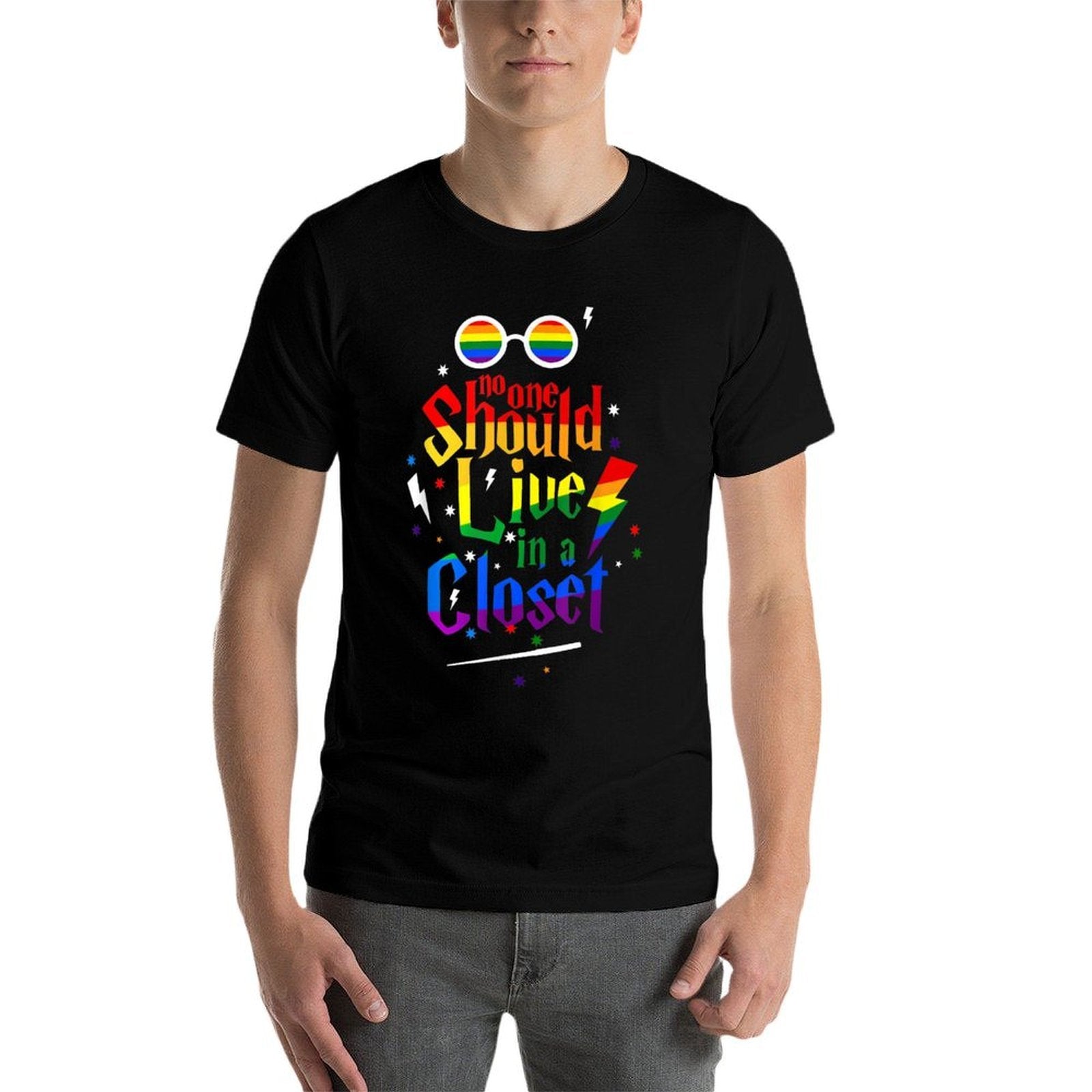 No One Should Live In A Closet LGBT Gay Pride  Summer-ready Fabric T-Shirt