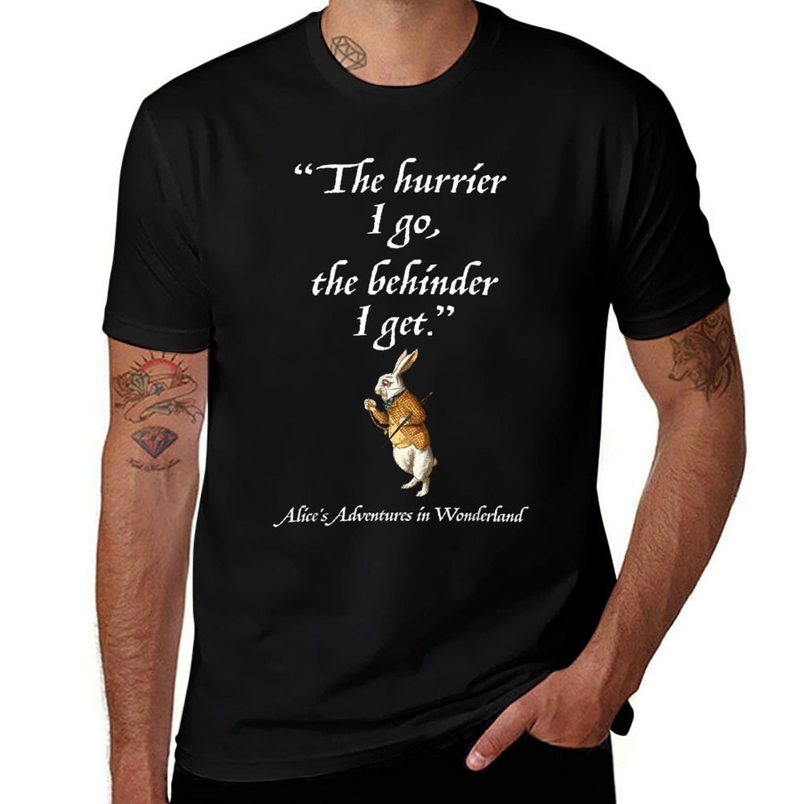 Alice in Wonderland White Rabbit Quote Vintage Style  Vintage-inspired T-Shirt