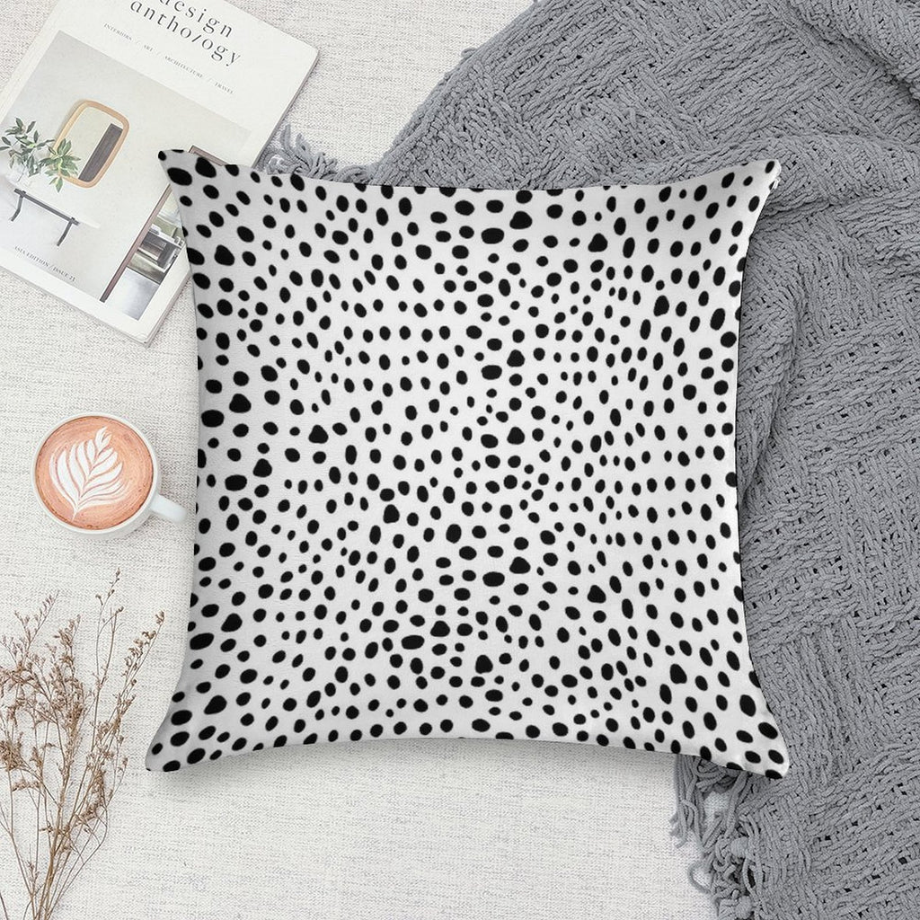 Modern Black And White Hand Drawn Polka Dots Soft Fade-Resistant Throw Pillow