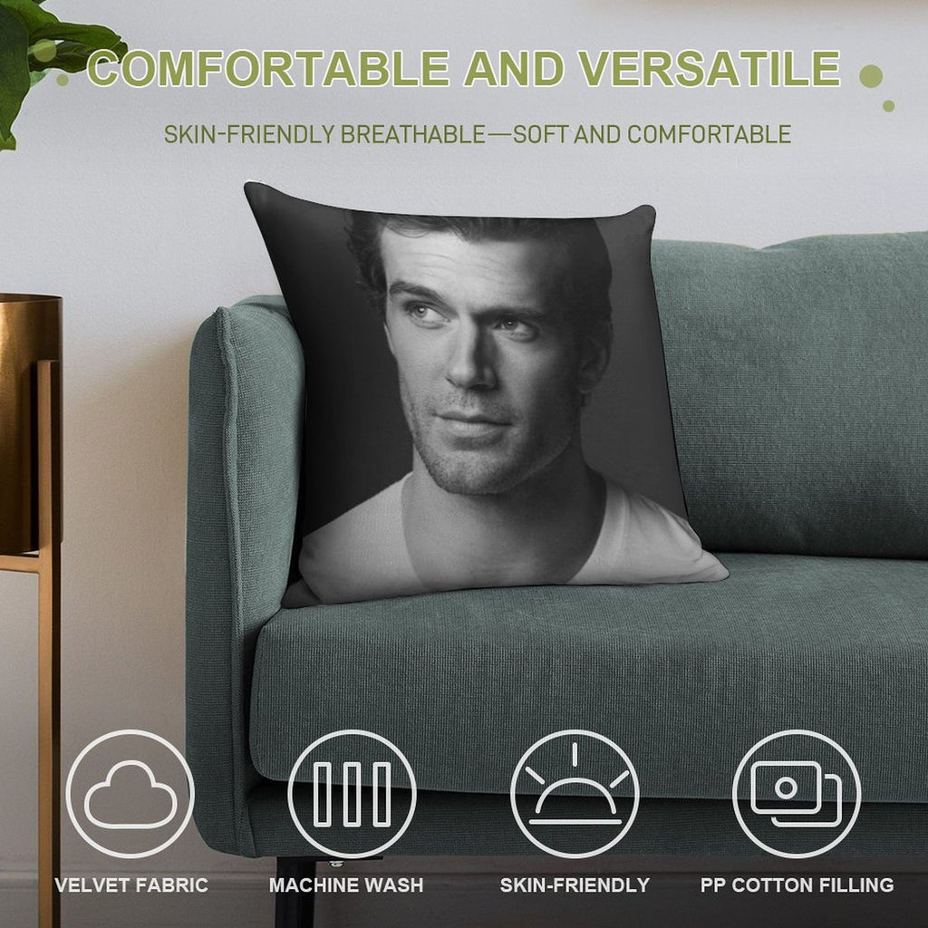 Henry Cavill Soft Hidden Zipper Throw Pillow