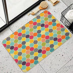 Colorful Retro Hexagon  Rapid-Drying Bath Mat
