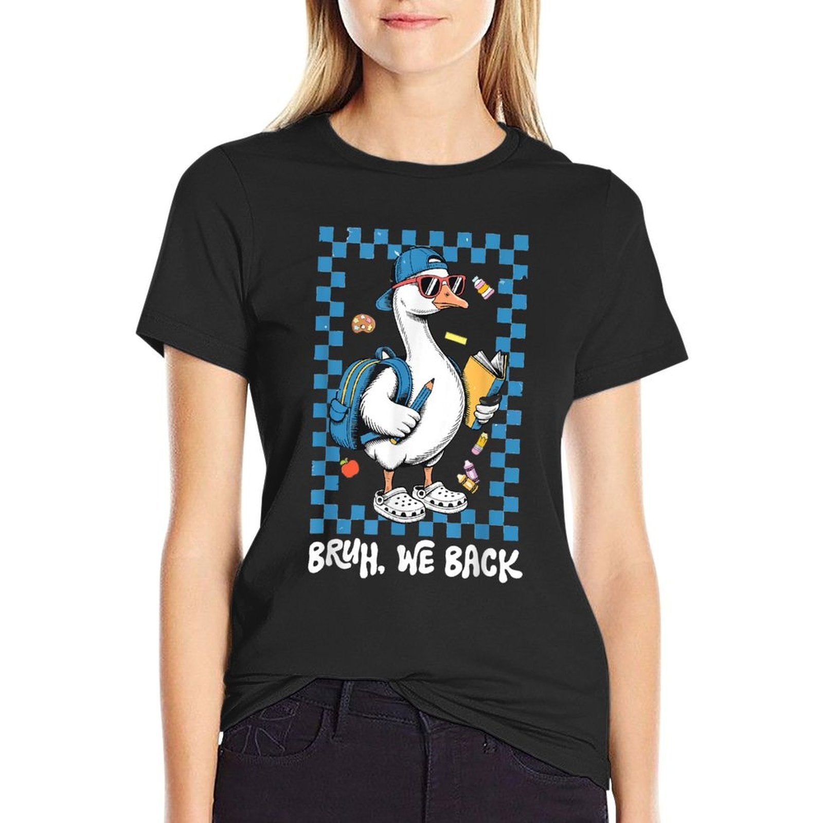 Funny Cute Goose Bruh We Back Boys Back to School  Quick-drying T-Shirt