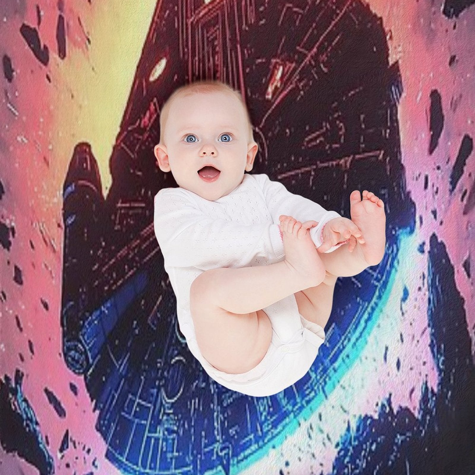 Millennium Falcon in Asteroid Field Wrinkle-free Throw Blanket