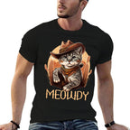 Meowdy Cat Funny Howdy Meme Western Cowboy Kitten  Cotton T-Shirt