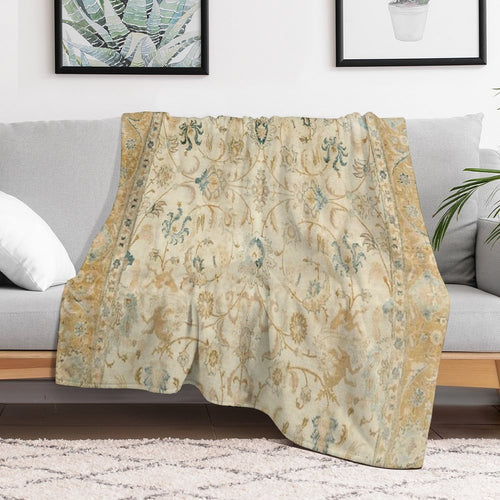 Antique Persian Tabriz  Rug Print Velvety-soft Throw Blanket