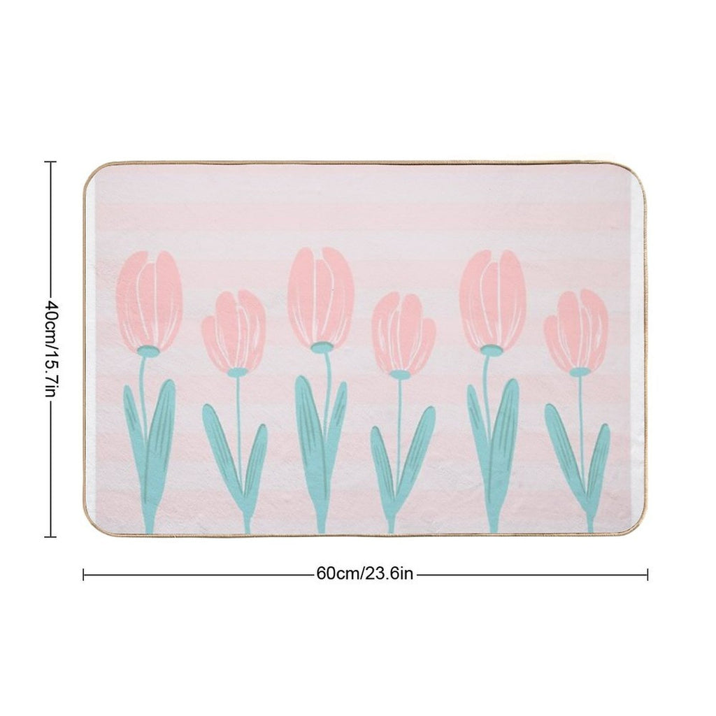 Tulips And Stripes  Rapid-Drying Bath Mat