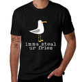 Imma Steal Ur Fries Funny Cute Seagull Bird Animal Lovers  Oversized Silhouette T-Shirt