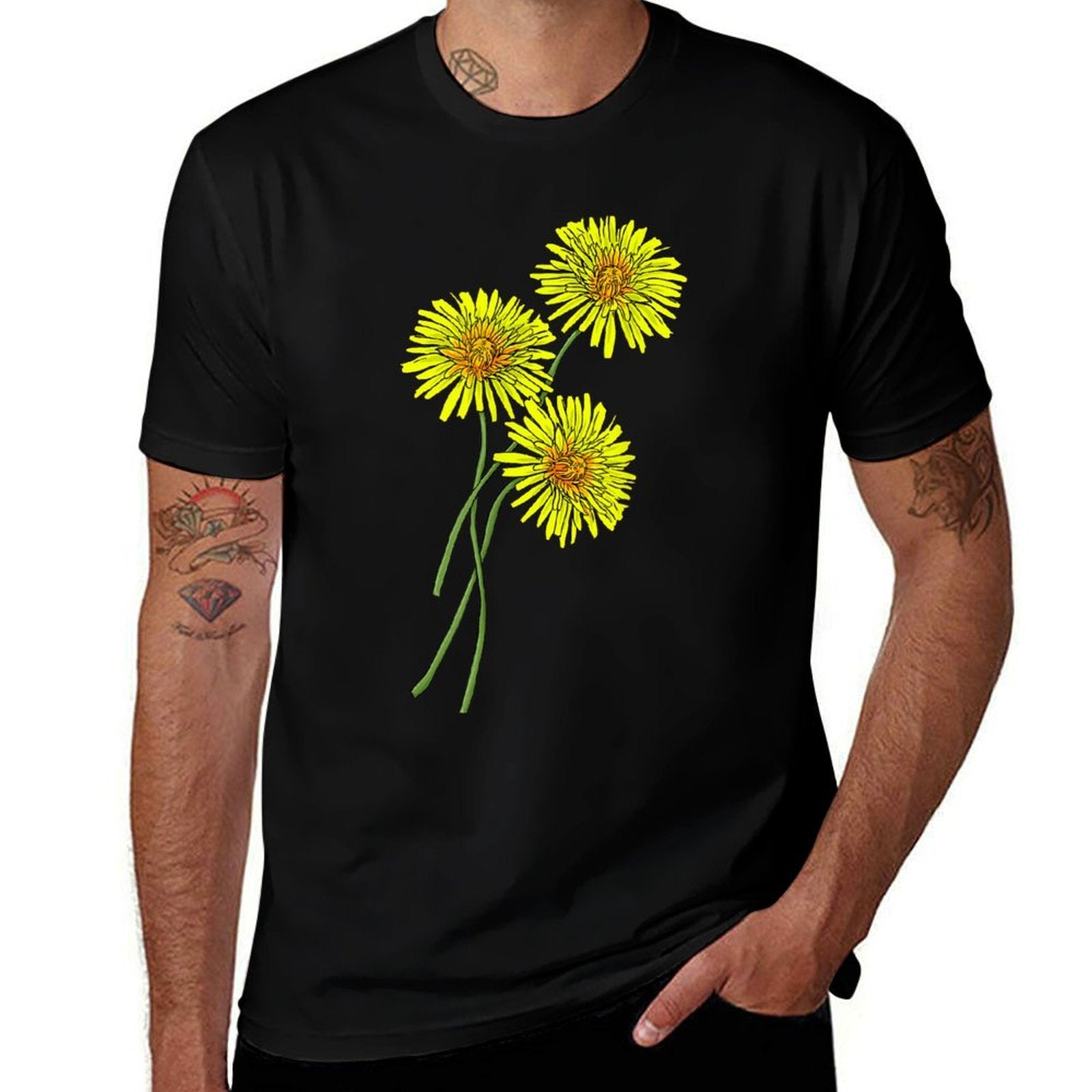 Dandelion  Thistle Bouquet Gift for Yellow Flowers Friends  Moisture-wicking T-Shirt
