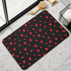 Hearts on Black Background Durable Bath Mat