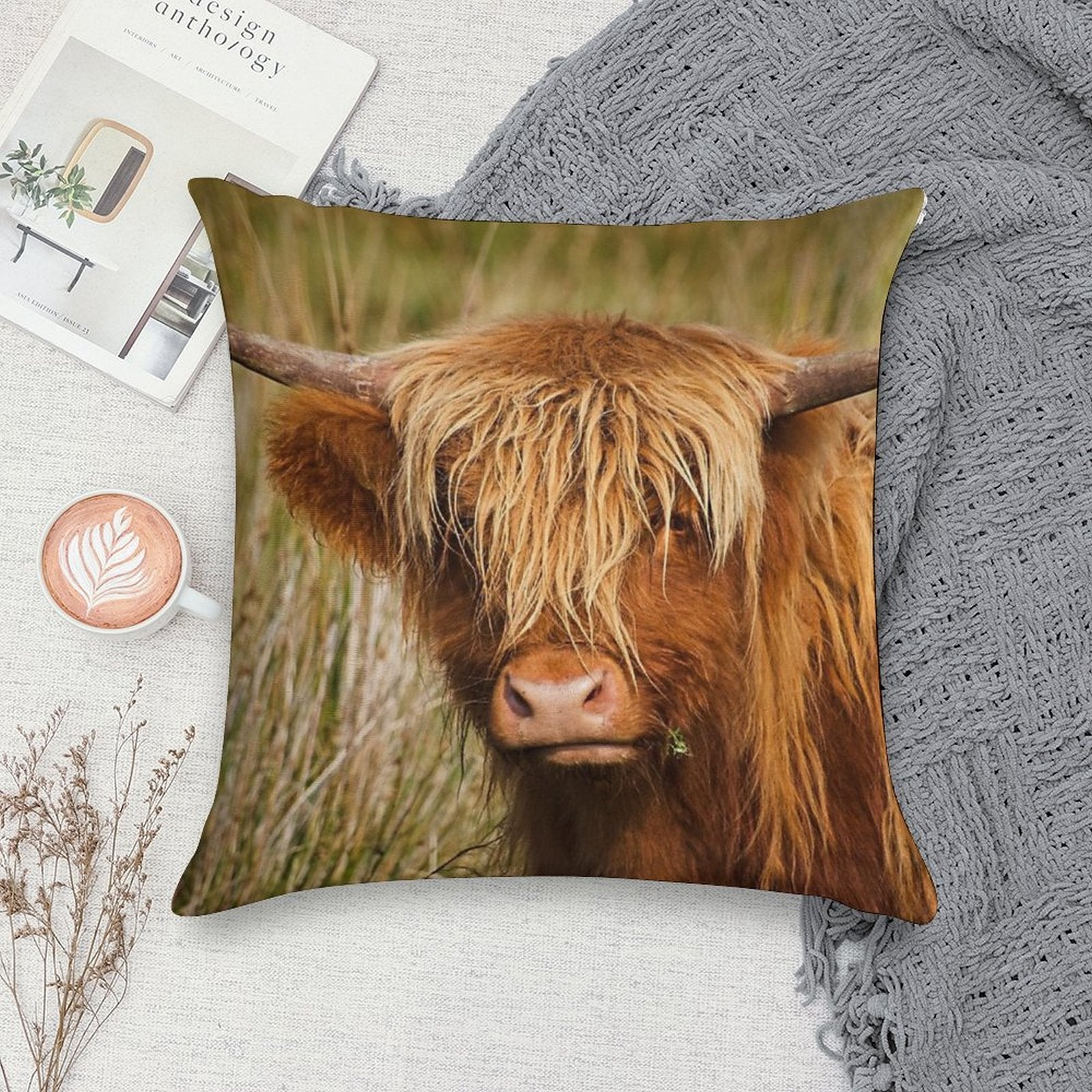 Highland Cow Soft Luxury Feel Throw Pillow