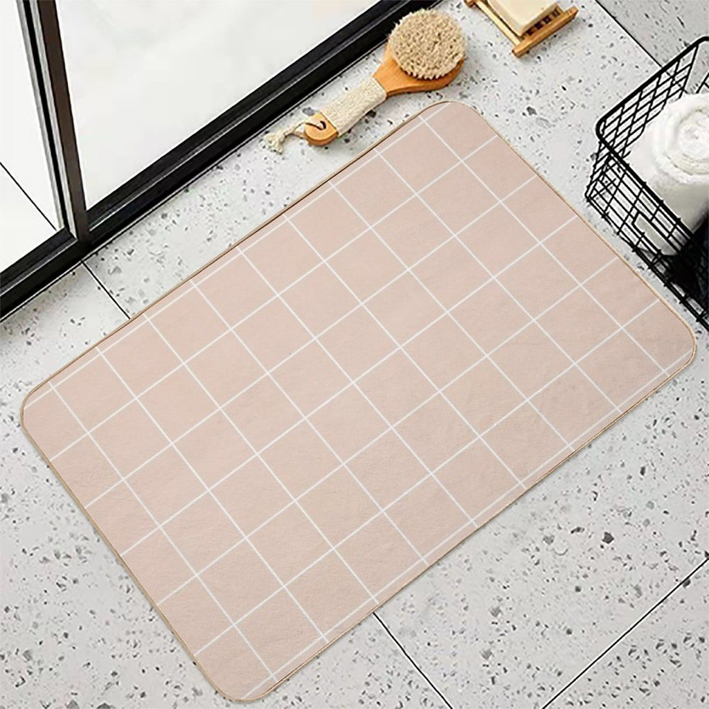 Check Pattern in Blush Color  Anti-Trip Bath Mat