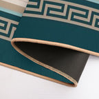 Greek Key - Meander - Taupe And Green  Absorbent Bath Mat