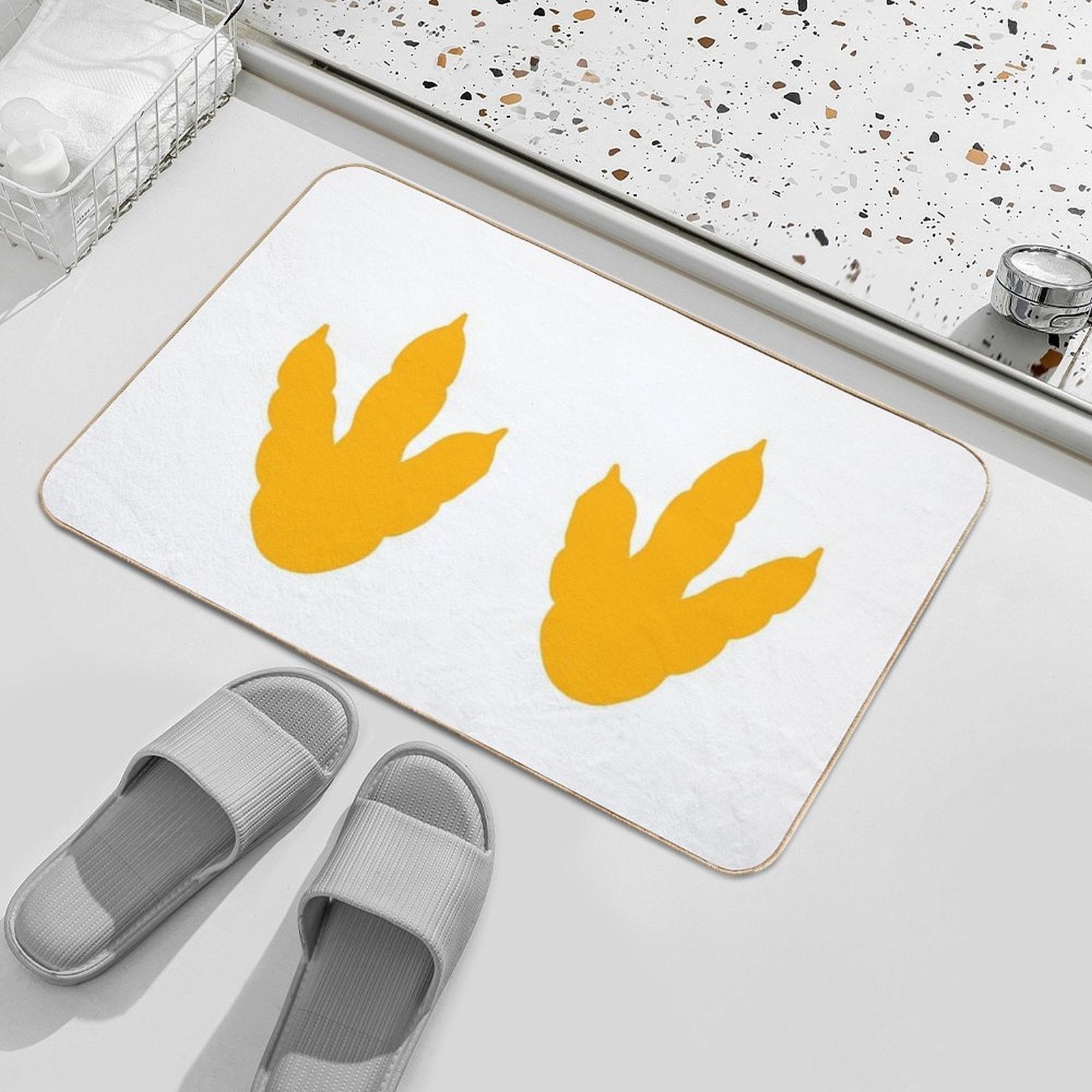 Dinosaur Feet  Dino Footprints  Mustard Yellow  Toxin-Free Bath Mat