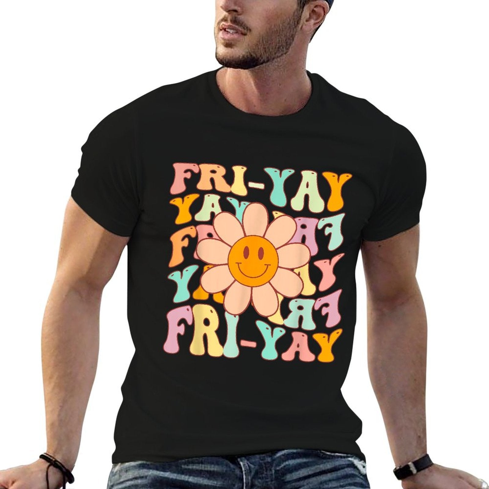 Funny Teacher Happy Friyay TGIF Friday Flower Back To School for Men Women Girls Kids  Classic T-Shirt