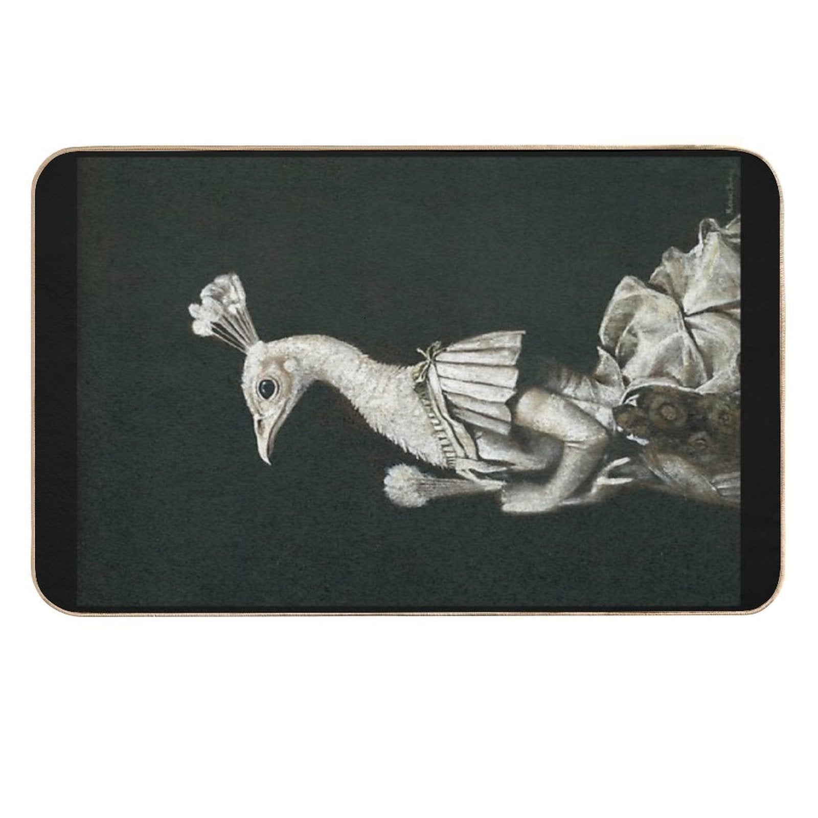 Victorian Peacock Lady  Repositionable Bath Mat
