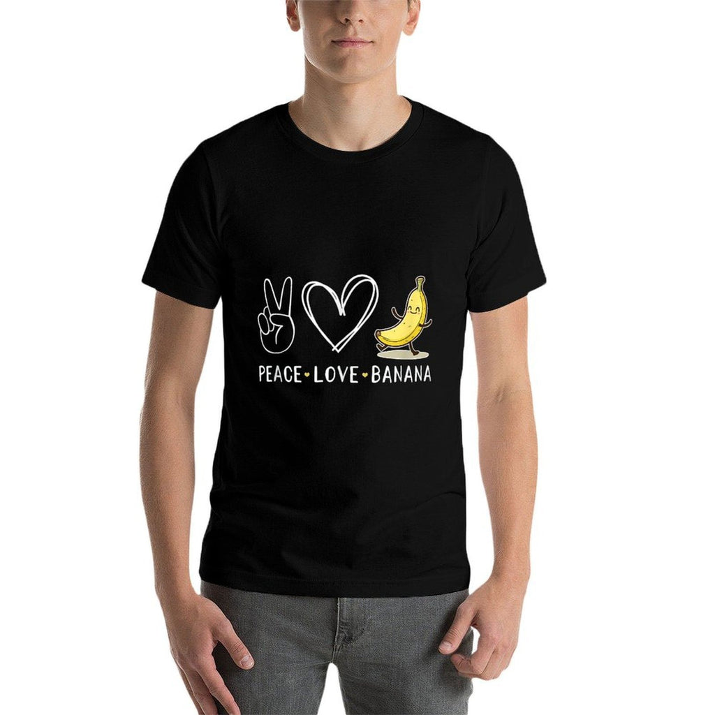 Funny Love Bananas Cute Banana Gifts Peace Love Banana  Oversized Silhouette T-Shirt