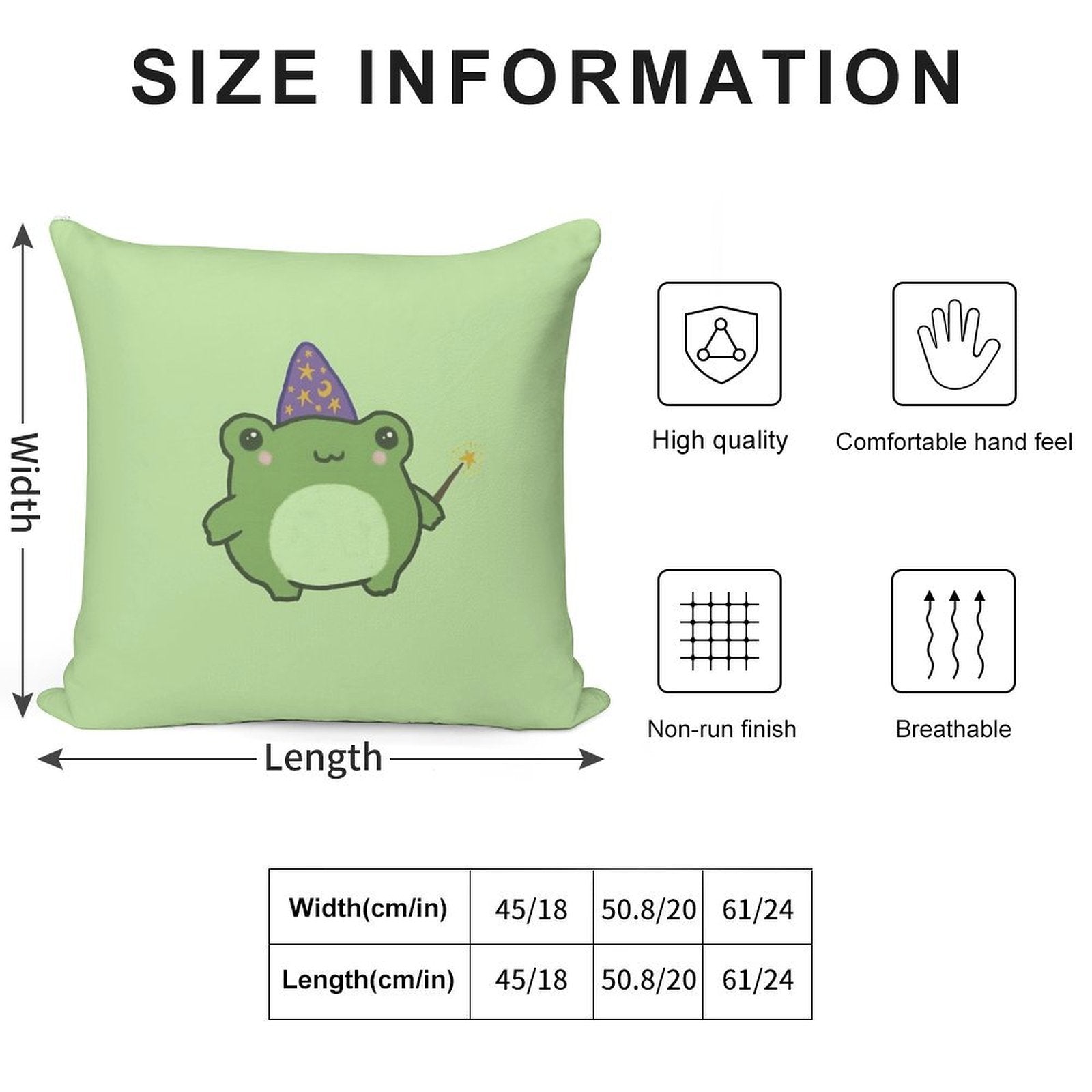 Chubby Frog Wizard Cottagecore Kawaii Toad with Magic Wand, Purple Cap, Ideal Fantasy Gift for Teens And Kids Soft Warmth Comfort Throw Pillow