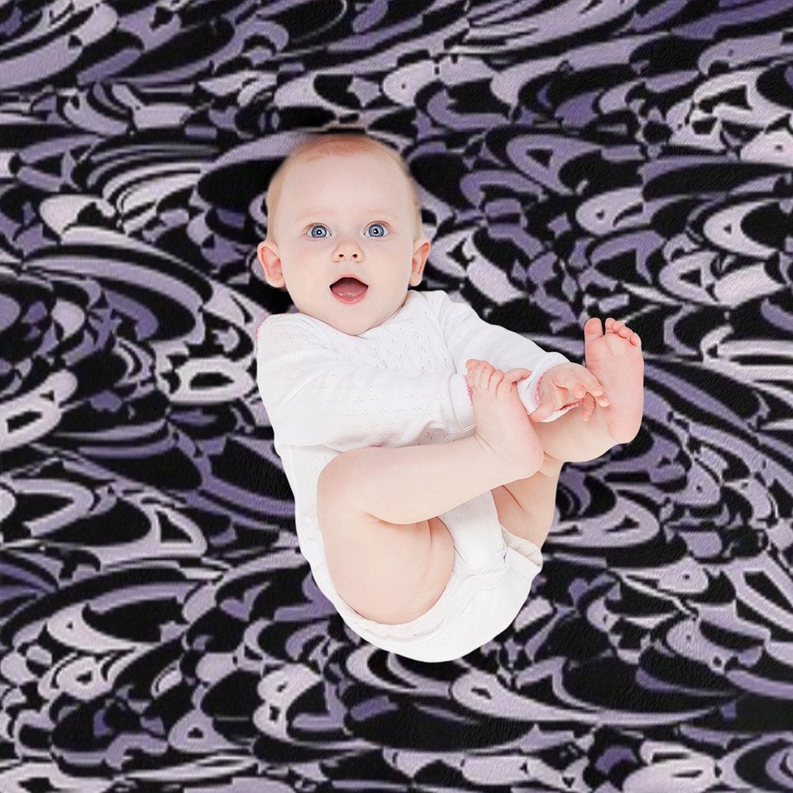 Abstract Purple Black - 7894 Plush Throw Blanket