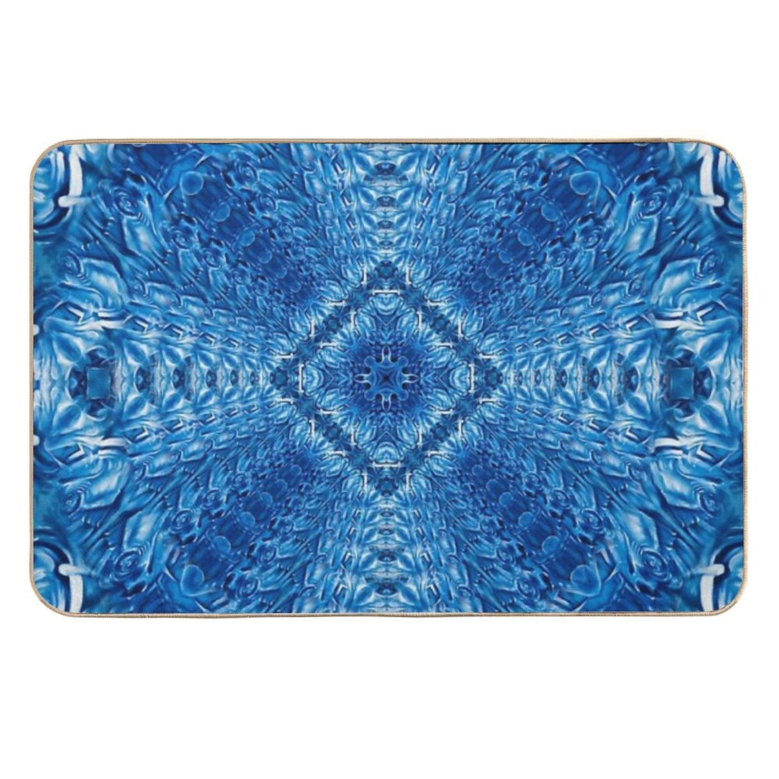 Velvet Splash Bloom Blue Ocean Waves Pattern 1  Dirt-Trapping Bath Mat