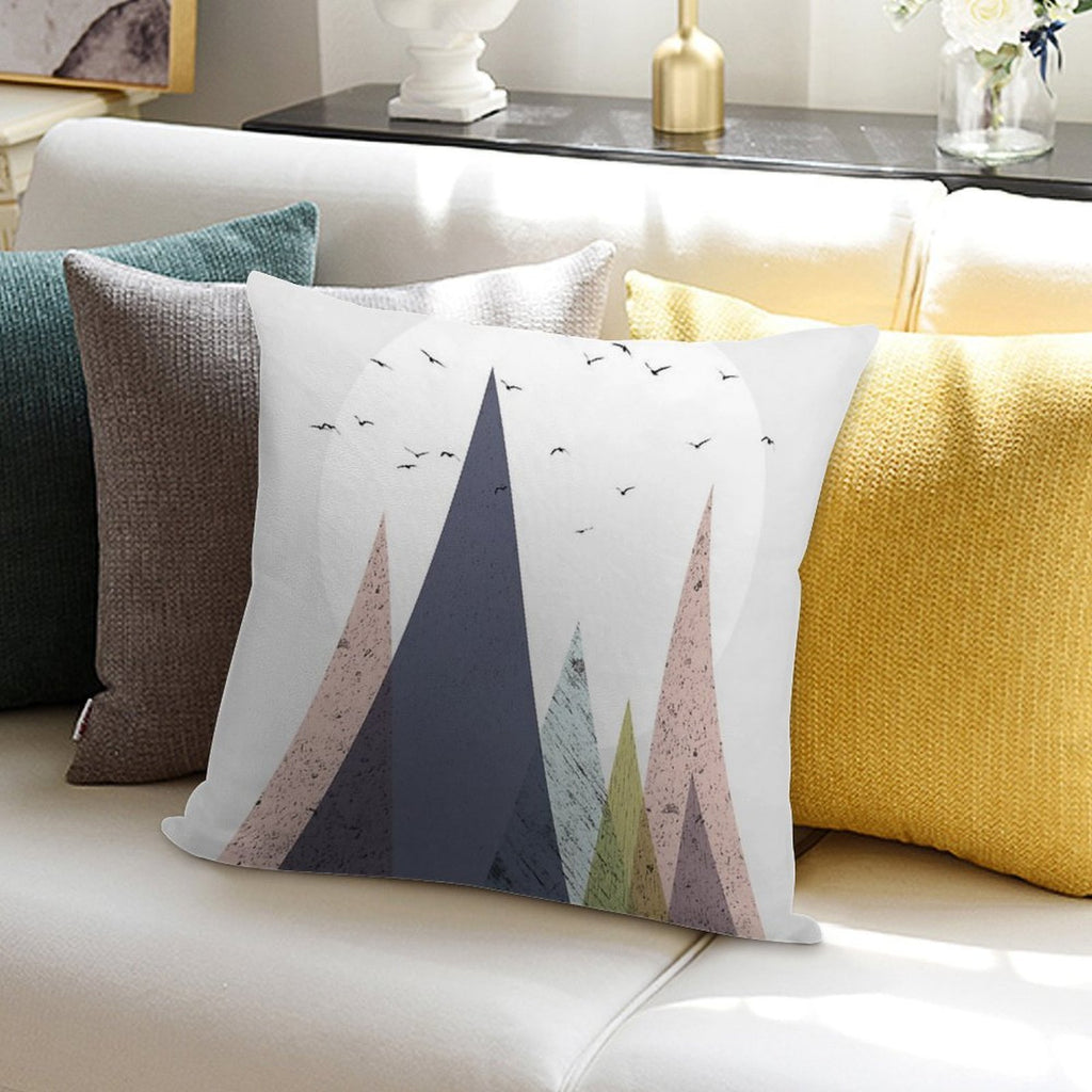 Mid-Century Scandinavian Mountains Soft Hidden Zipper Throw Pillow