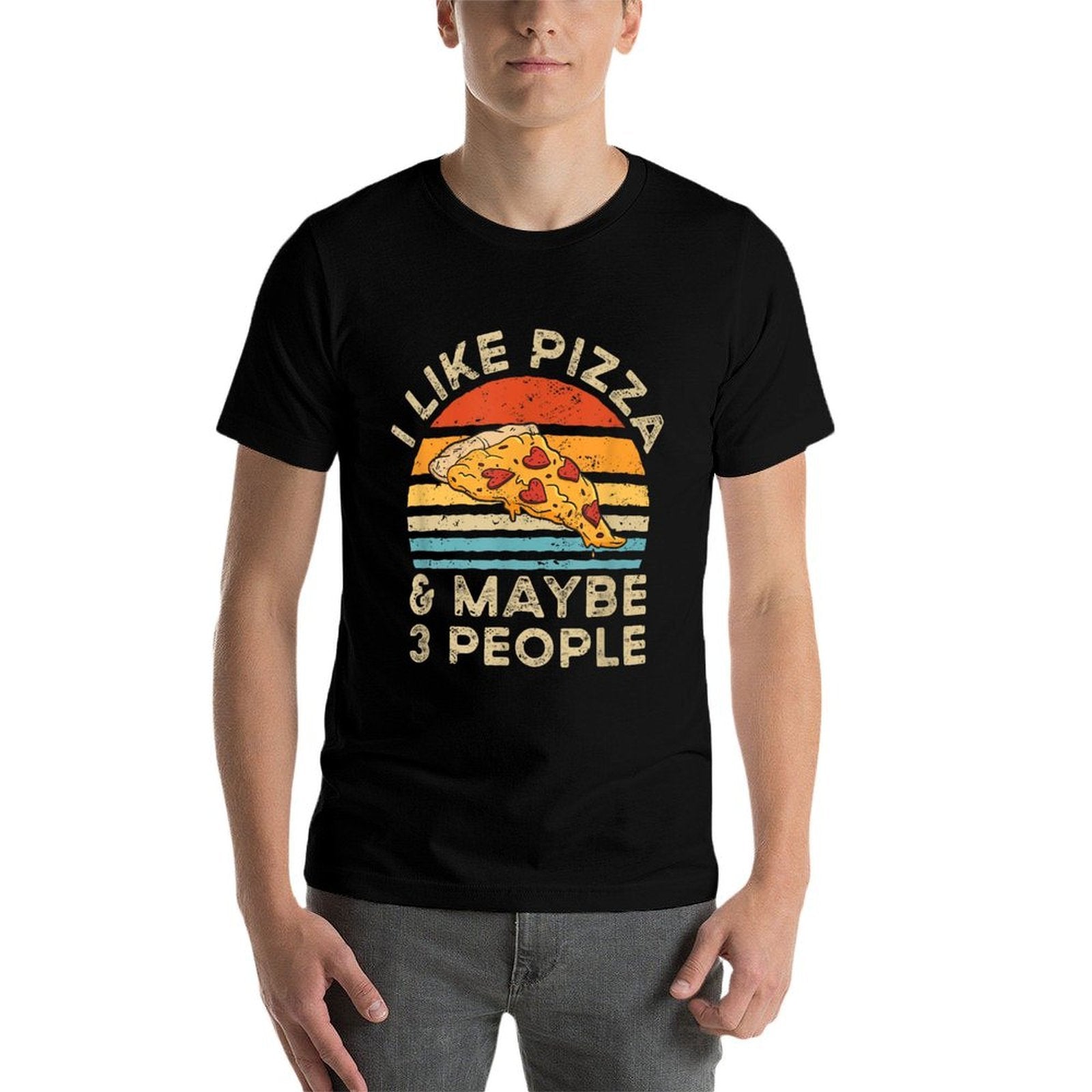 I Like Pizza And Maybe 3 People Retro Vintage  Stretchy T-Shirt