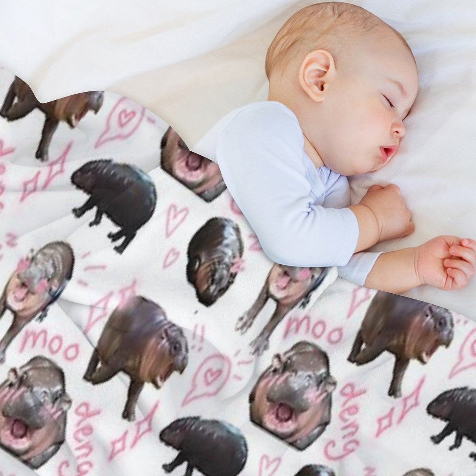 MOO DENG IS SO CUTIE Easy Care Throw Blanket