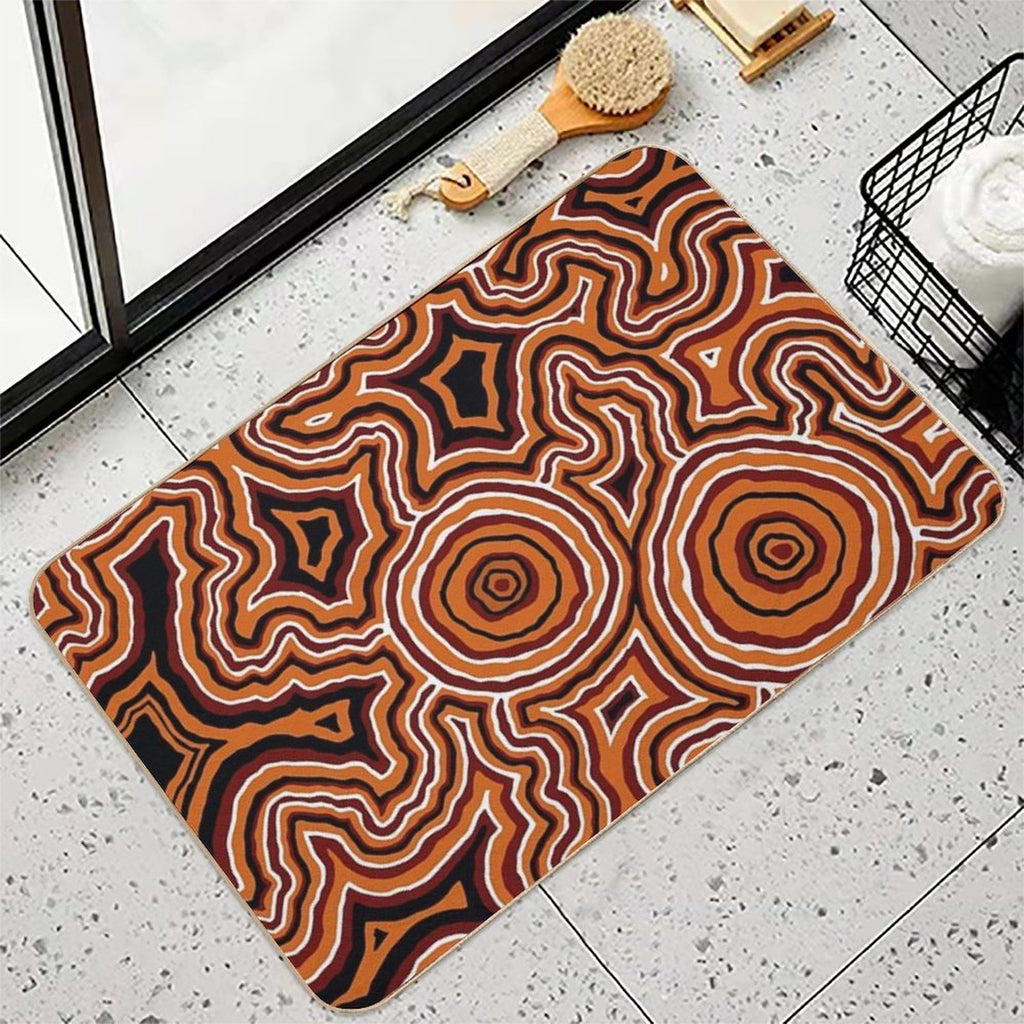 Authentic Aboriginal Art - Pathways - Authentic Design  Repositionable Bath Mat
