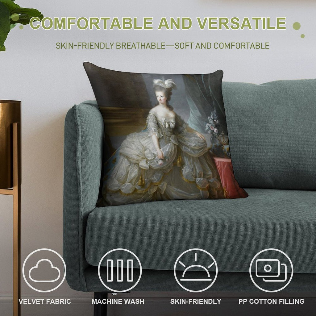 Marie-Antoinette Reine De France - Anonyme, D'après Louise-Elisabeth Vigée Le Brun Soft Durable Construction Throw Pillow