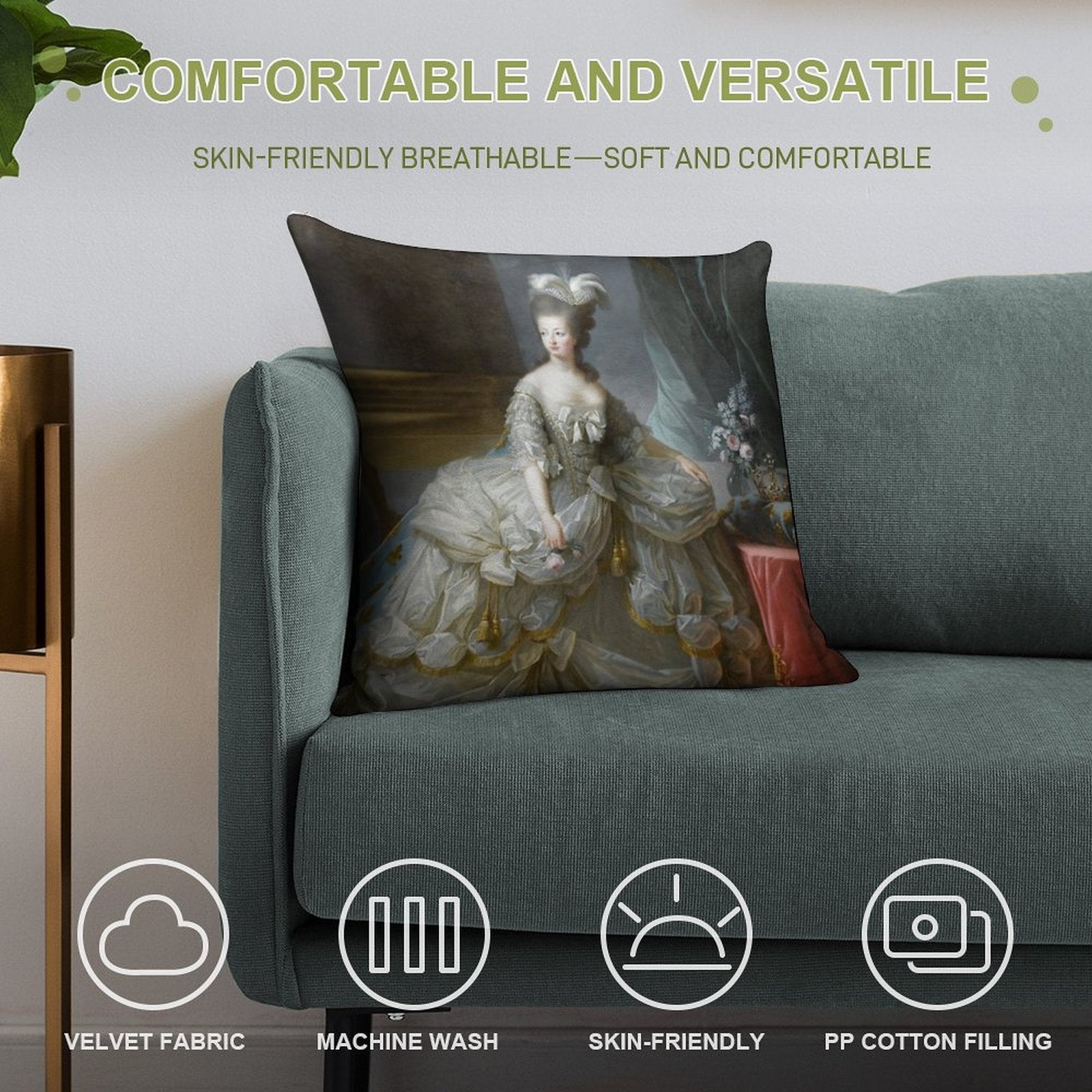 Marie-Antoinette Reine De France - Anonyme, D'après Louise-Elisabeth Vigée Le Brun Soft Durable Construction Throw Pillow