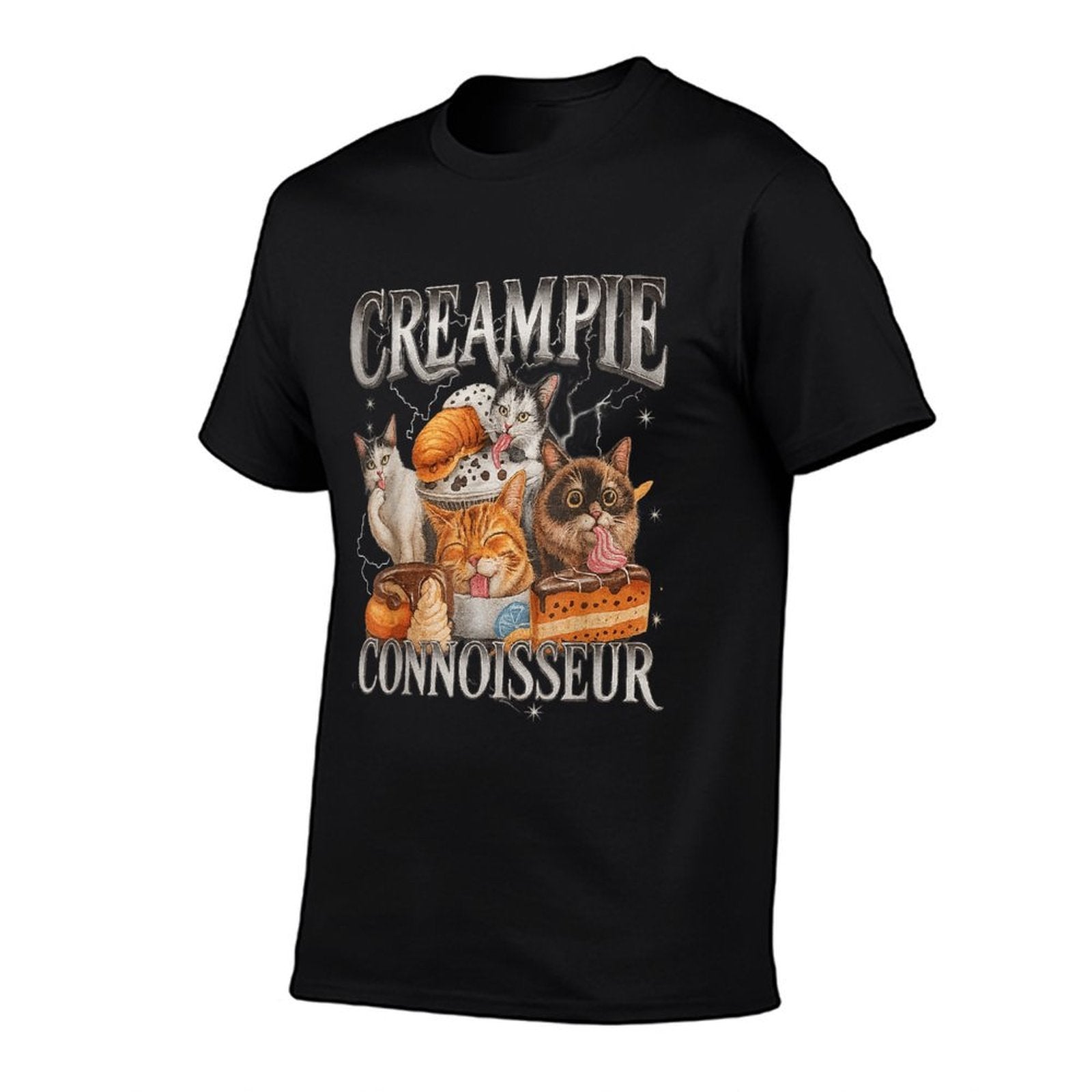 Creampie Connoisseur Raunchy Funny Cat Meme Adult Humor  Ribbed Collar T-Shirt