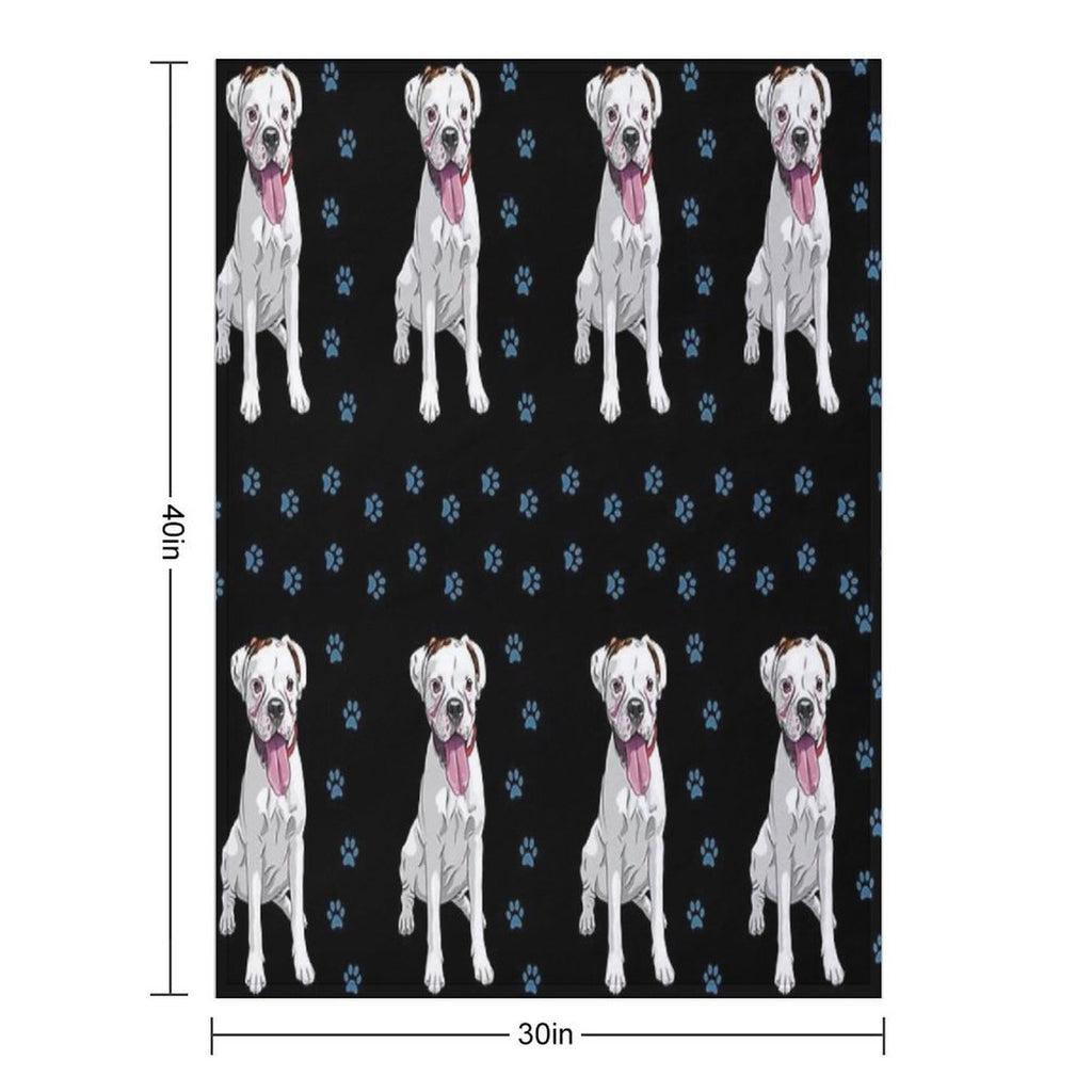 White Boxer Dog Cute Pattern Travel-friendly Throw Blanket
