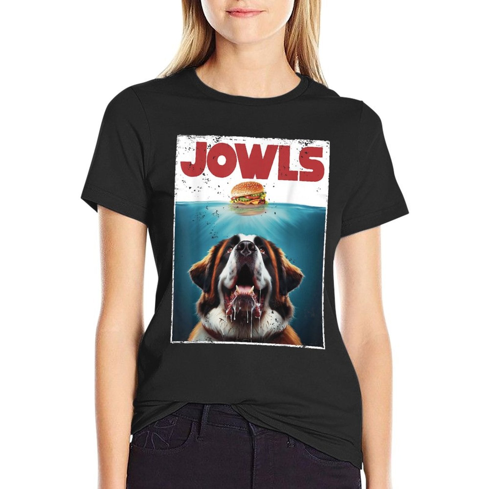 Funny St. Bernard, Jowls Burger, Saint Giant Dog Mom, Dad  Heathered Texture T-Shirt