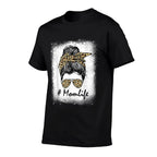 Mom Life Bleached Mom Life Leopard Messy Bun  Breathable T-Shirt