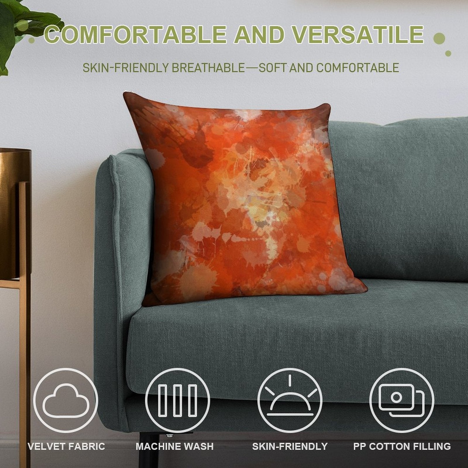 Modern Contemporary Orange Abstract Art Soft Warmth Comfort Throw Pillow