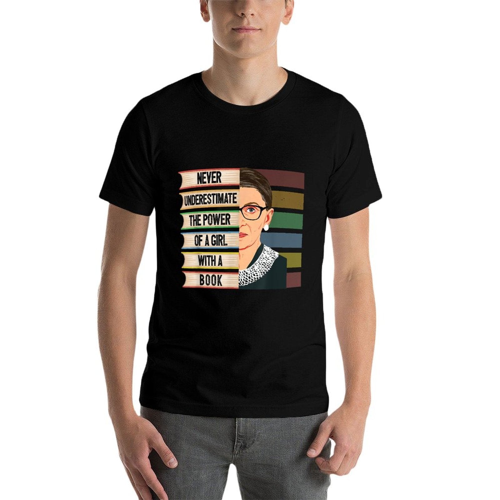 Feminist Ruth Bader Ginsburg RBG Quote Girl With Book Women  Stretchy T-Shirt