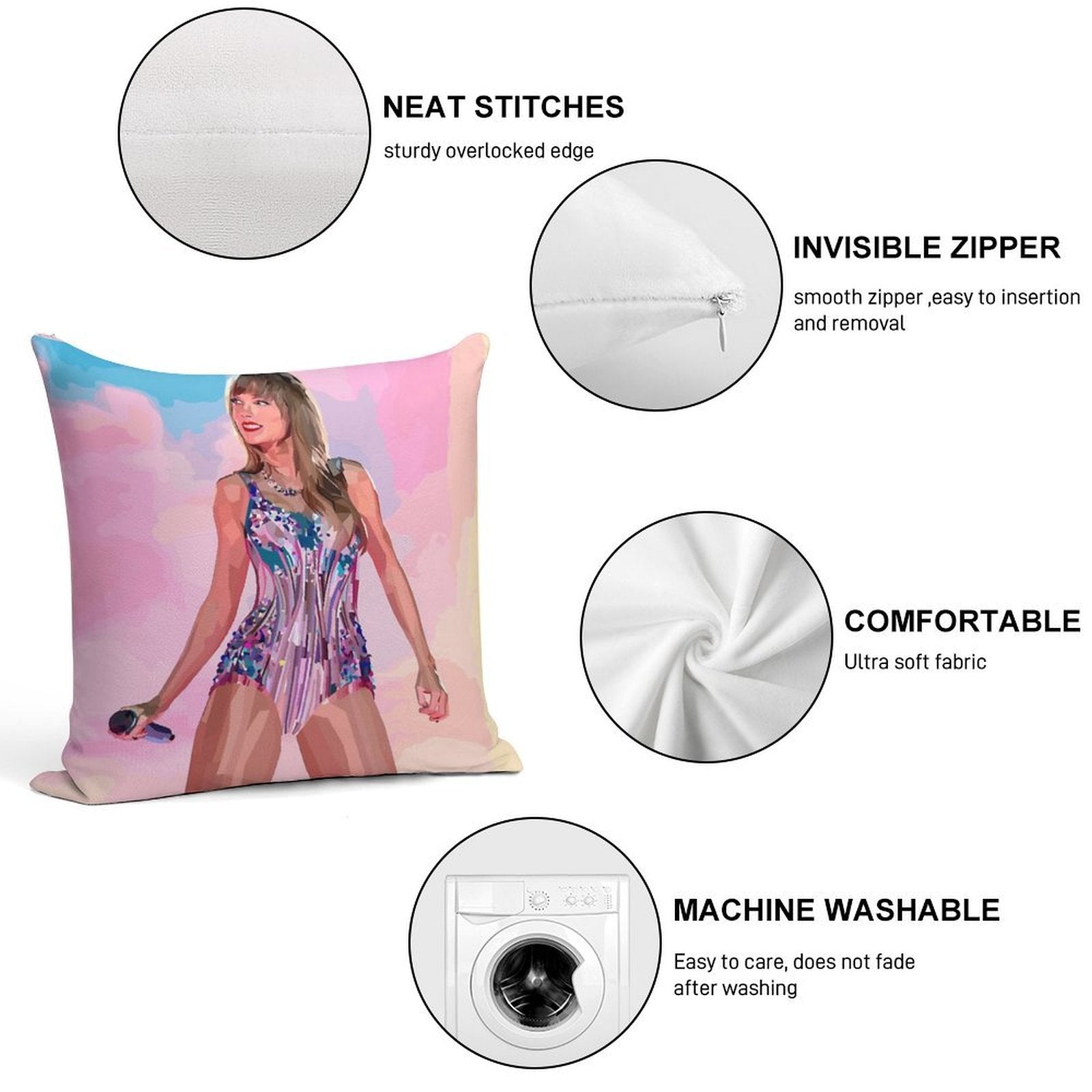 Taylor Swift Lover - Poly Portrait Soft Shrink-Resistant Throw Pillow