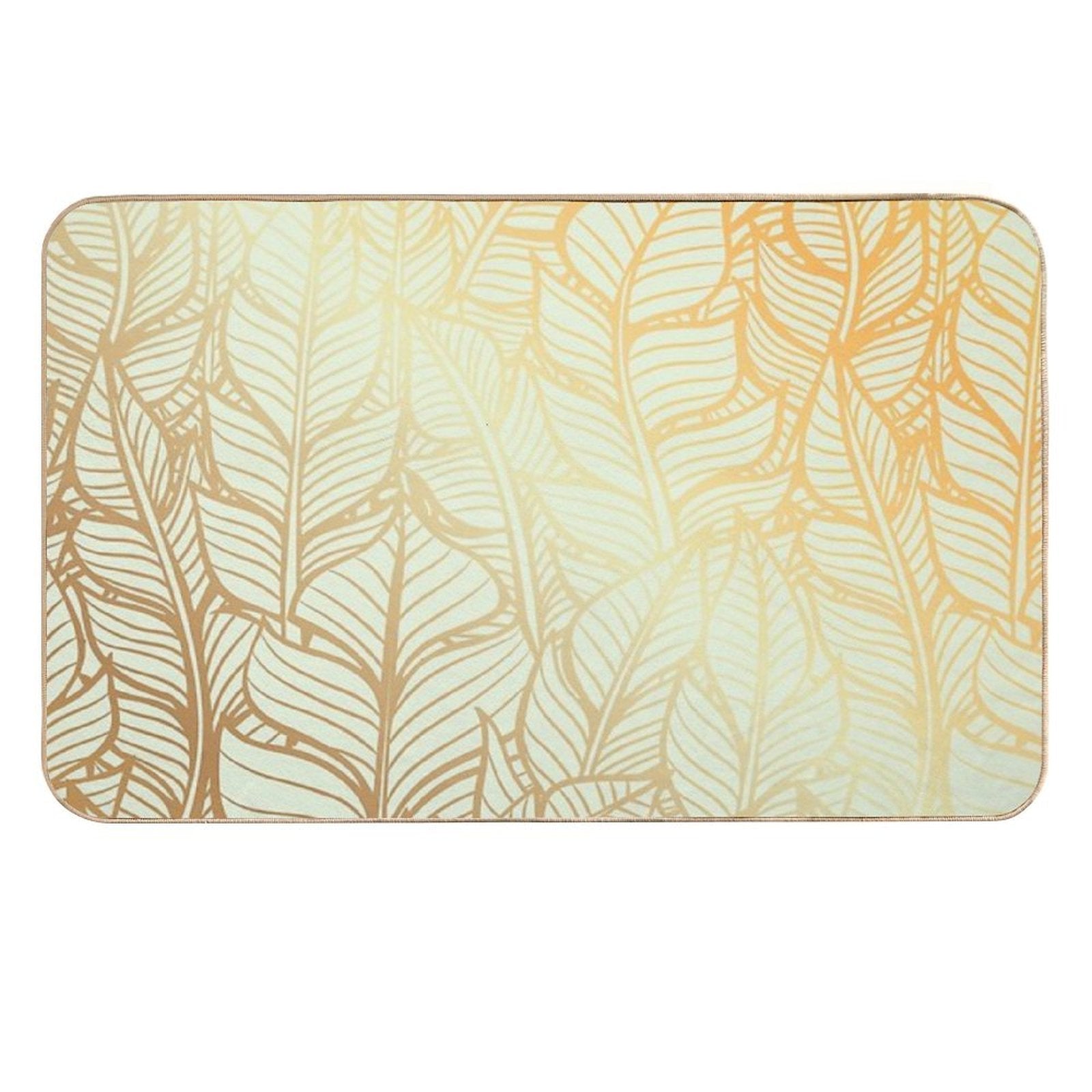 Bohemian Gold Feathers Illustration With White Shimmer  Anti-Trip Bath Mat