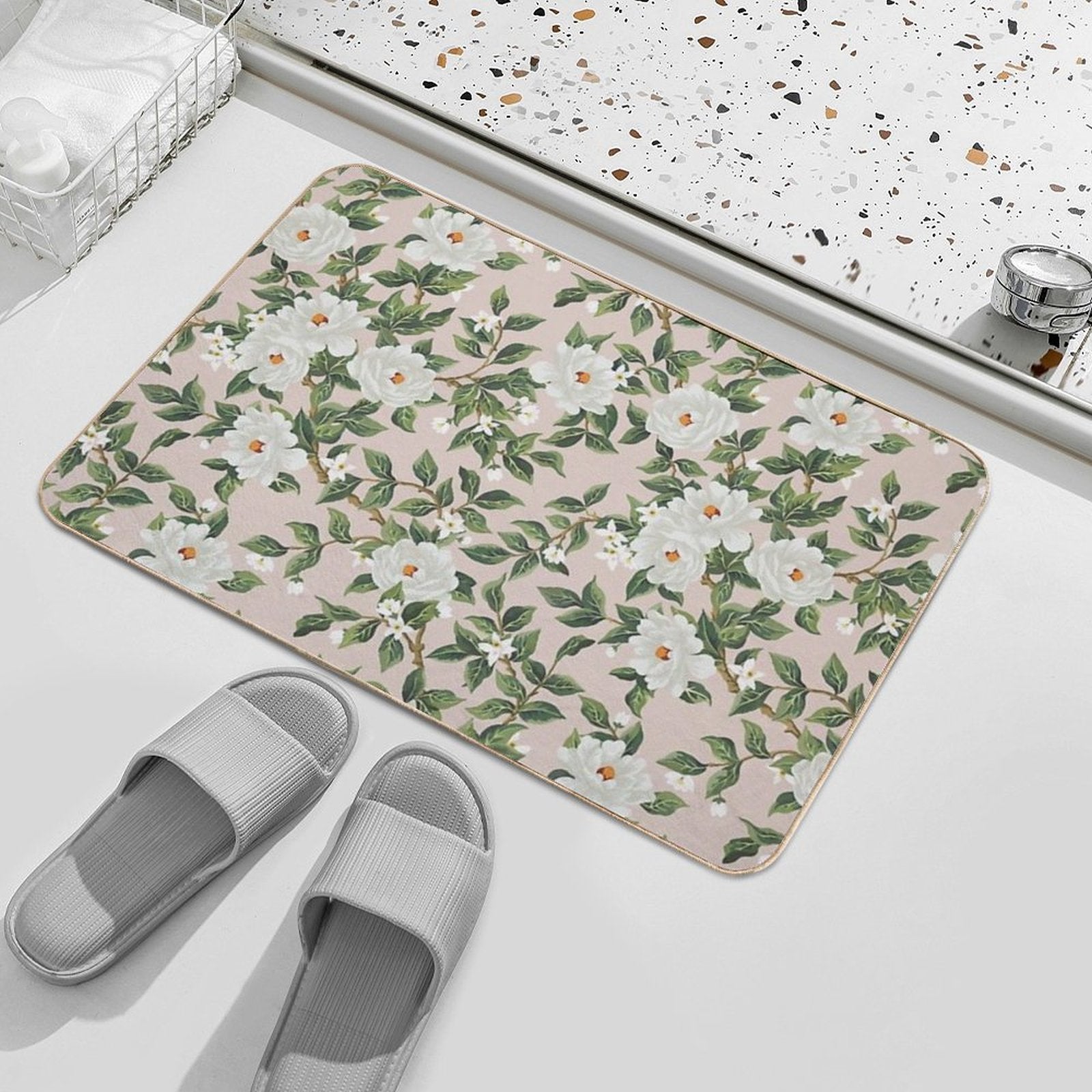 Cottage Floral - Blossom Pink  Toxin-Free Bath Mat