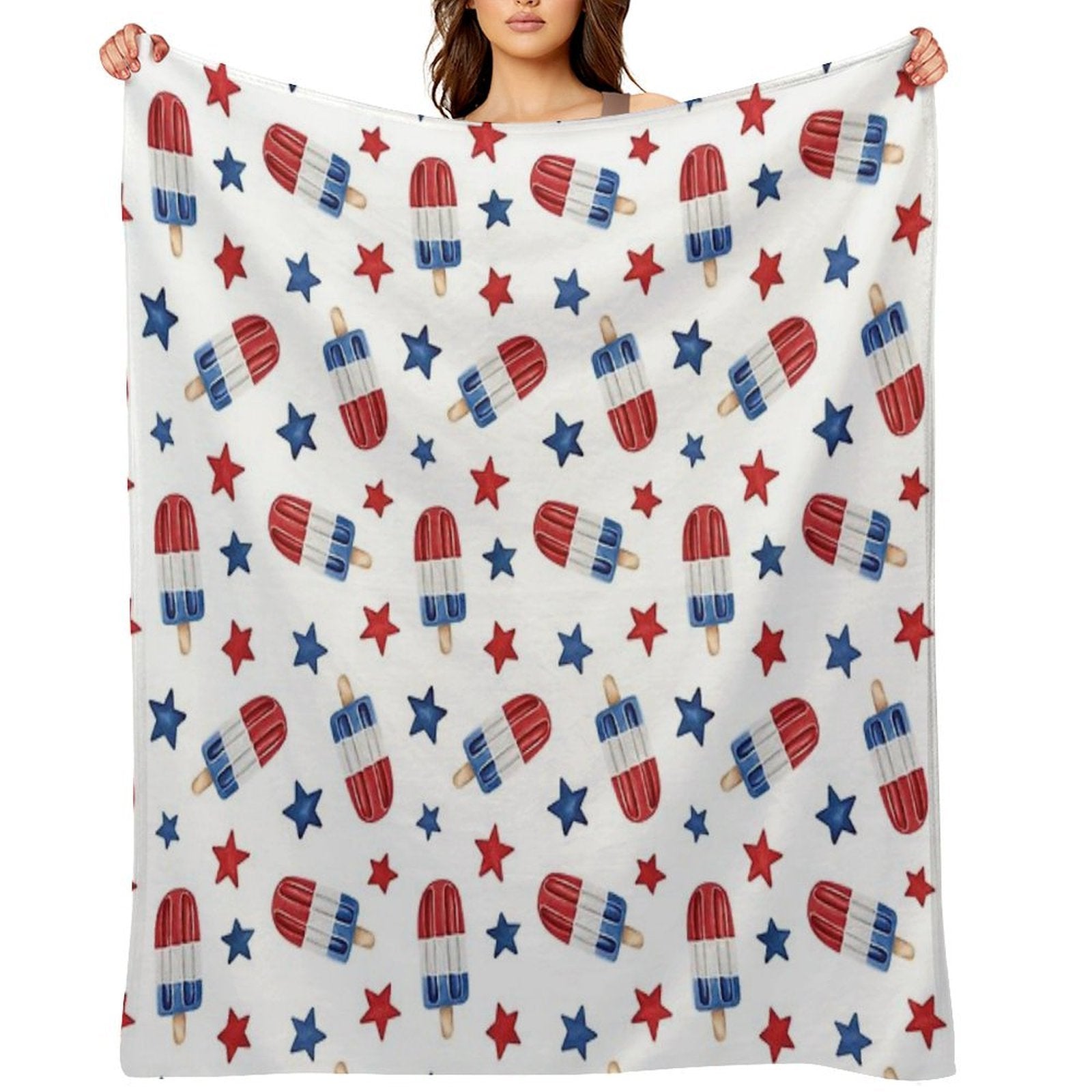 4th of July Red, White And Blue Popsicles Durable Throw Blanket