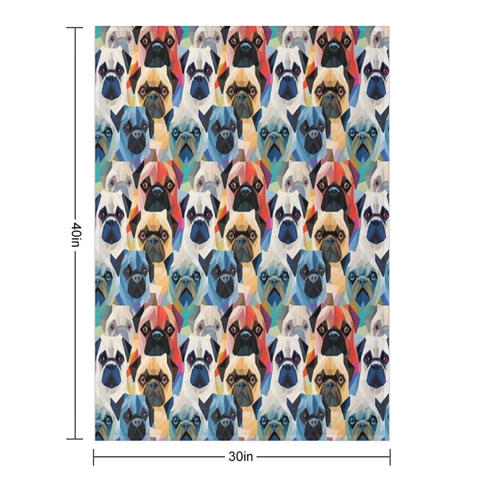 Pug in Geometric Camouflage Pattern Shrink-resistant Throw Blanket